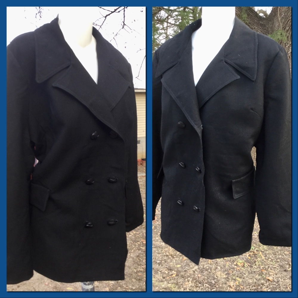 Vtg Wool Peacoat Blazer, sz L